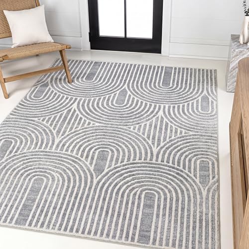 Jonathan Y Art Deco Striped Arches Rug Blue/White