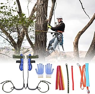 HUKOER Tree Climbing Spikes Set Upgrade Adjustable 15.35-17.72 inches (39-45 cm), Crampons Climbing Tree 2 Gears with Harness Belt for Picking Fruit,Climbing Trees and Outdoor Sports