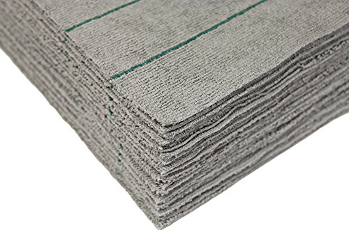 Cleanaide Silver Cleaning Microfiber Towels Edgeless Cut Green Stripe 16 X 16 In 12 Pack #TOP1