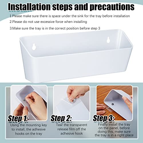 Image of Umigy 2 Pack 11 inch Kitchen Sink Tip Out Tray, False Drawer Front Flip Tray with Hinges & Clips, Sink Sponge Soap Organizer for Kitchen Bathroom, White