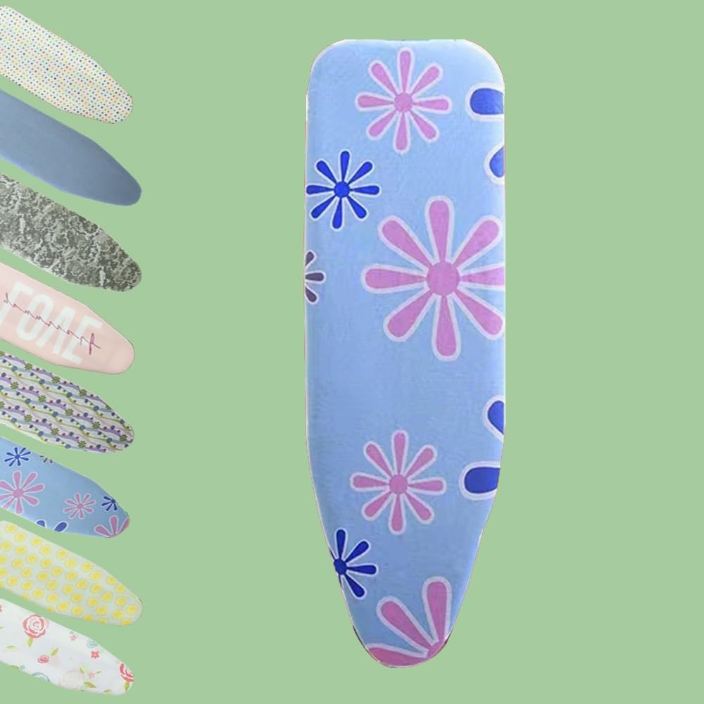 Cubre Tablas, Almohadilla for Tabla de Planchar Resistente al Calor de 13 x 36 Pulgadas, Funda de algodón for Tablas de Planchar pequeñas, con Ajuste de cordón.(Blue Flowers)