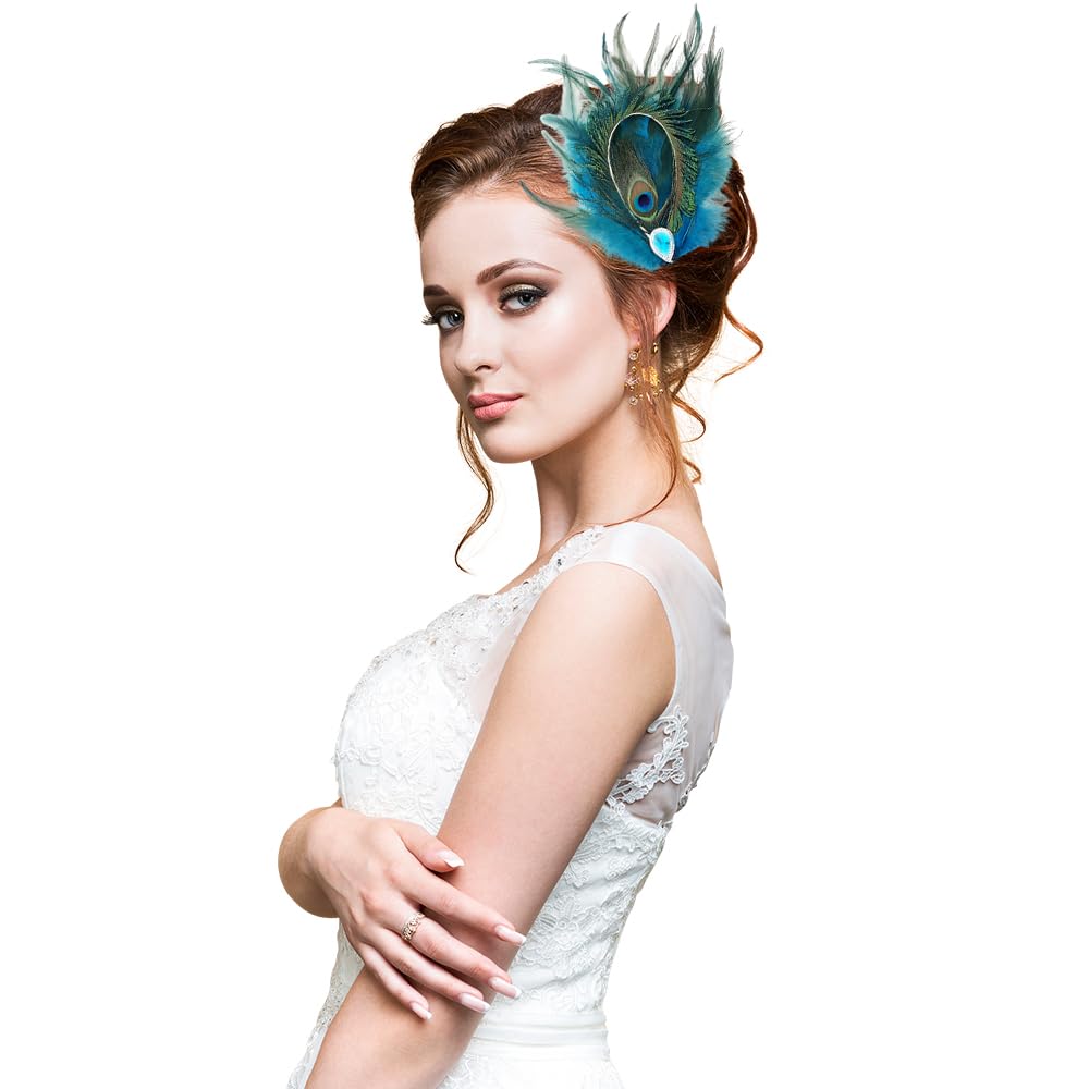 Set Accessoires Paon – Poignets Plumes, Pince Cheveux Plume De Paon, Faux Cils, Strass Visage – Costume Femme – Carnaval Halloween Cosplay
