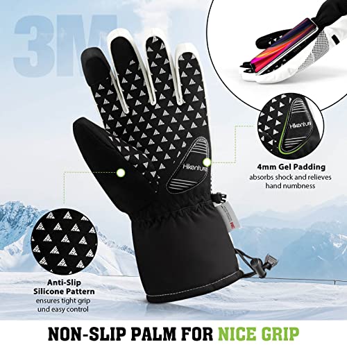 Hikenture Snow Gloves Women With 3M Thinsulate, Extra Warm Womens Ski Gloves, Insulated Waterproof Snowboard Gloves For Men, Thermal Touchscreen Skiing Gloves For Cold Weather, Windproof Winter Gloves #TOP2