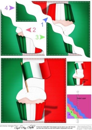 Flying The Flag Italy Cupcake Wavy Corner Side Stacker by Carol Clarke