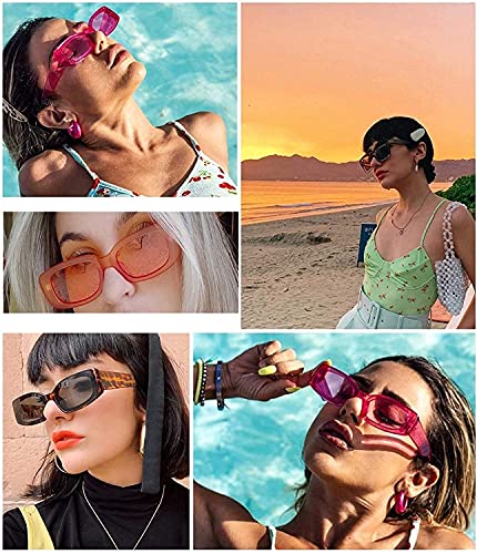 Image of IFLASH Rectangle Sunglasses for Women Retro Driving Glasses 90s Vintage Fashion Narrow Square Frame UV400 Protection Glasse