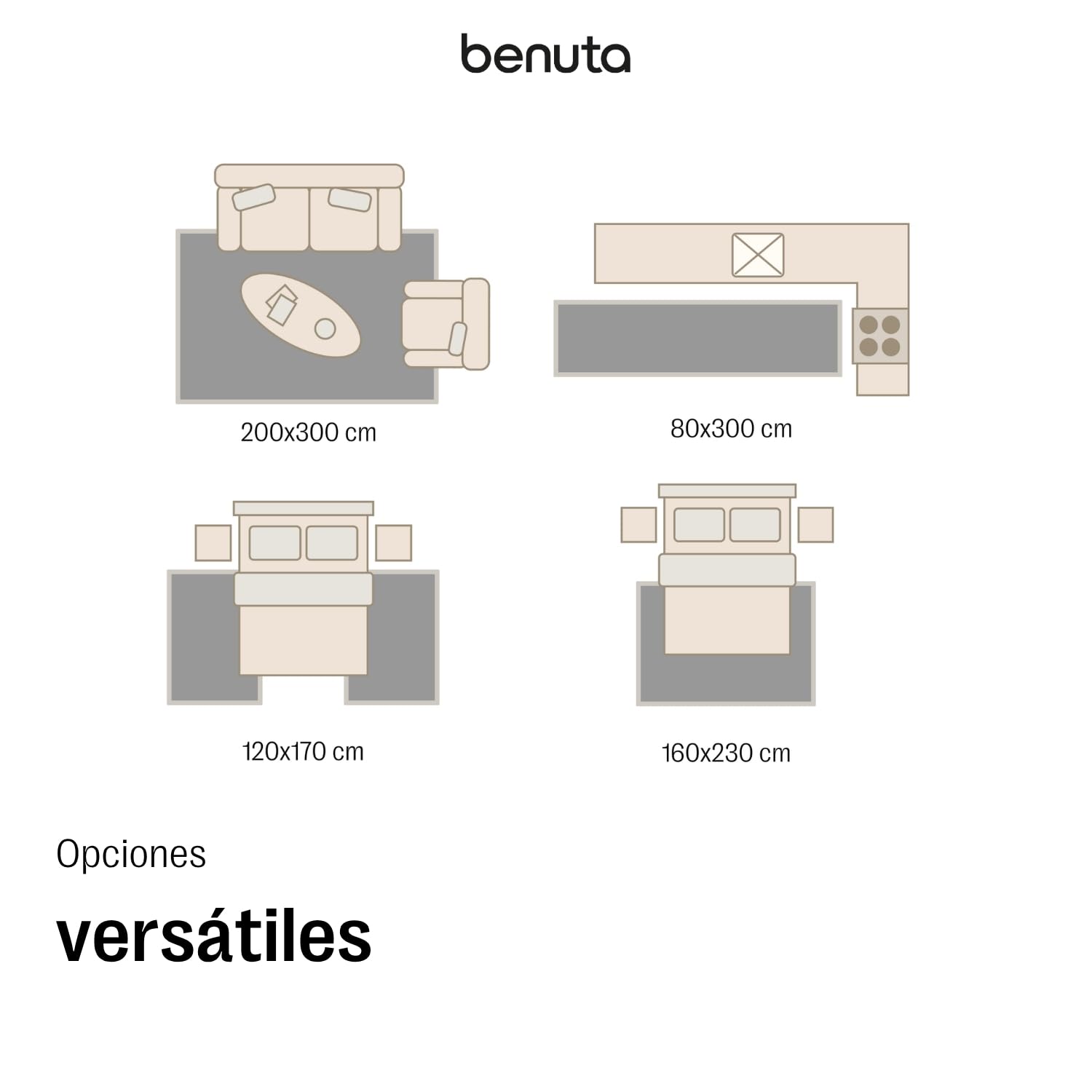 benuta Basic Alfombra Exterior Interior Kaleo - Beige 200x300 cm - Diseño Geométrico - Resistente al Clima & UV - Balcón, Terraza, Jardín, Cocina, Dormitorio, Salon & Sala de Estar - Fácil de Limpiar