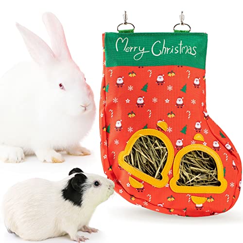 Meerschweinchen Futter Zubehoer Weihnachten Kaninchen Heu Futterbeutel für Käfig Heubeutel Futterspender Futterstation Beutel Cover