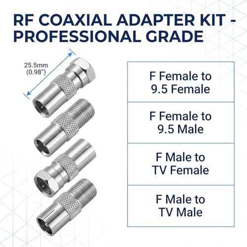 12 PcsTV Coax Aerial Connectors,F Type to Coax Adapter Kit for Satellite Antenna TV Aerial Connector Kit,F Connector to Coaxial Adapter for Router Modem Satellite Receiver TV Coaxial Cable Connectors