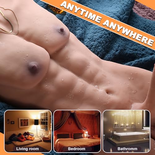 Image of 17LB Muscular Man Male Sex Doll for Women with 7.8in Flexible Huge Dildo, Realistic 3D Muscular Male Torso Sex Toy with Tight Anal for Men Gay Couple, Big Penis for Female Masturbation