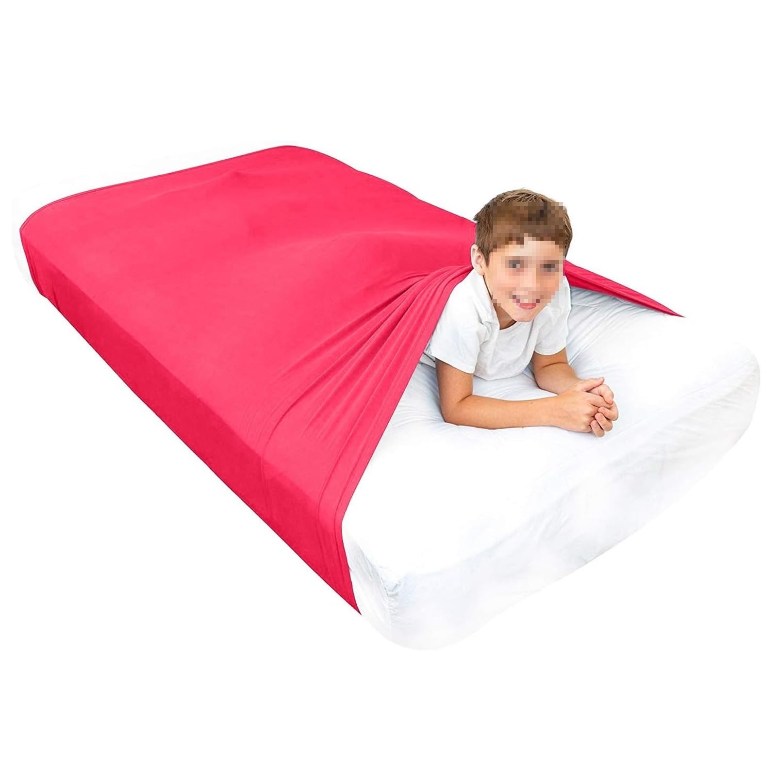 TOSOFT Autistic Kids & Adults Sensory Compression Bed Sheets Blanket Soft Lightweight Breathable Sleeping Pockets Sock Great For Restless Young Sleepers(Red,Queen 160x147cm/63x58in)