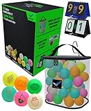 Rivon Ping Pong Balls - 60 Table Tennis Balls - Each Ping Pong Ball is 40+, 3 Star - Colored...