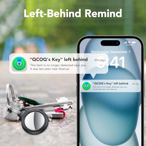 Air Tracker Tag Schlüsselfinder 4er Pack, Koffer Tracker Kompatibel mit Apple Wo ist? APP (Nur iOS), Bluetooth Key Finder für Gepäck/Taschen/Koffer/Brieftasche, Smart KeyFinder, Austauschbarer Akku