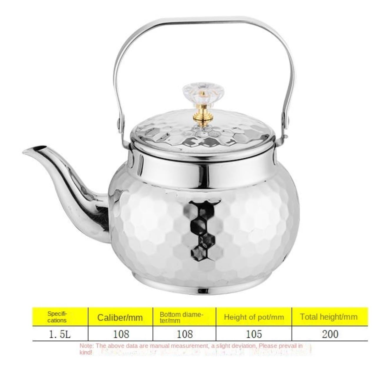 Tetera Tipo Cocinas Tetera De Acero Inoxidable Con Infusor For Inducción, Gas Y Restaurante Calentar Agua Té(Gold,1.5L)