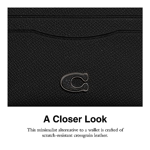 Coach Flat Card Case in Crossgrain Leather, Black, One Size4
