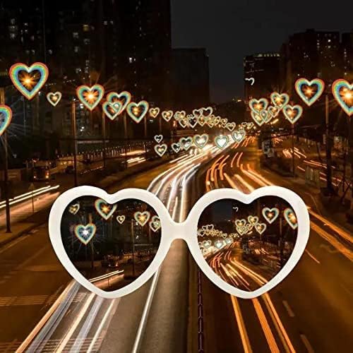 Votange Heart Effect Diffraction Glasses - See Hearts! - Special Effect Rave Party Music Festival Light Changing Eyewear