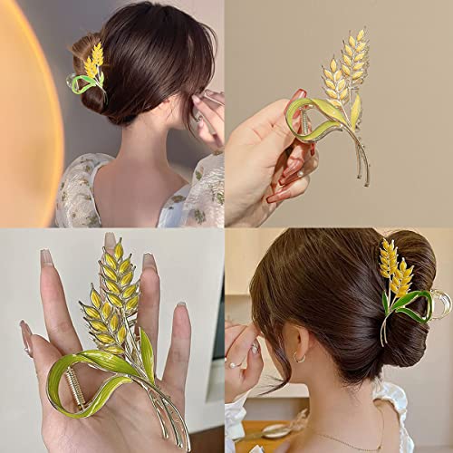 Image of PALAY Metal Wheat Claw Clip, Gold Large Strong Hold Hair Accessory