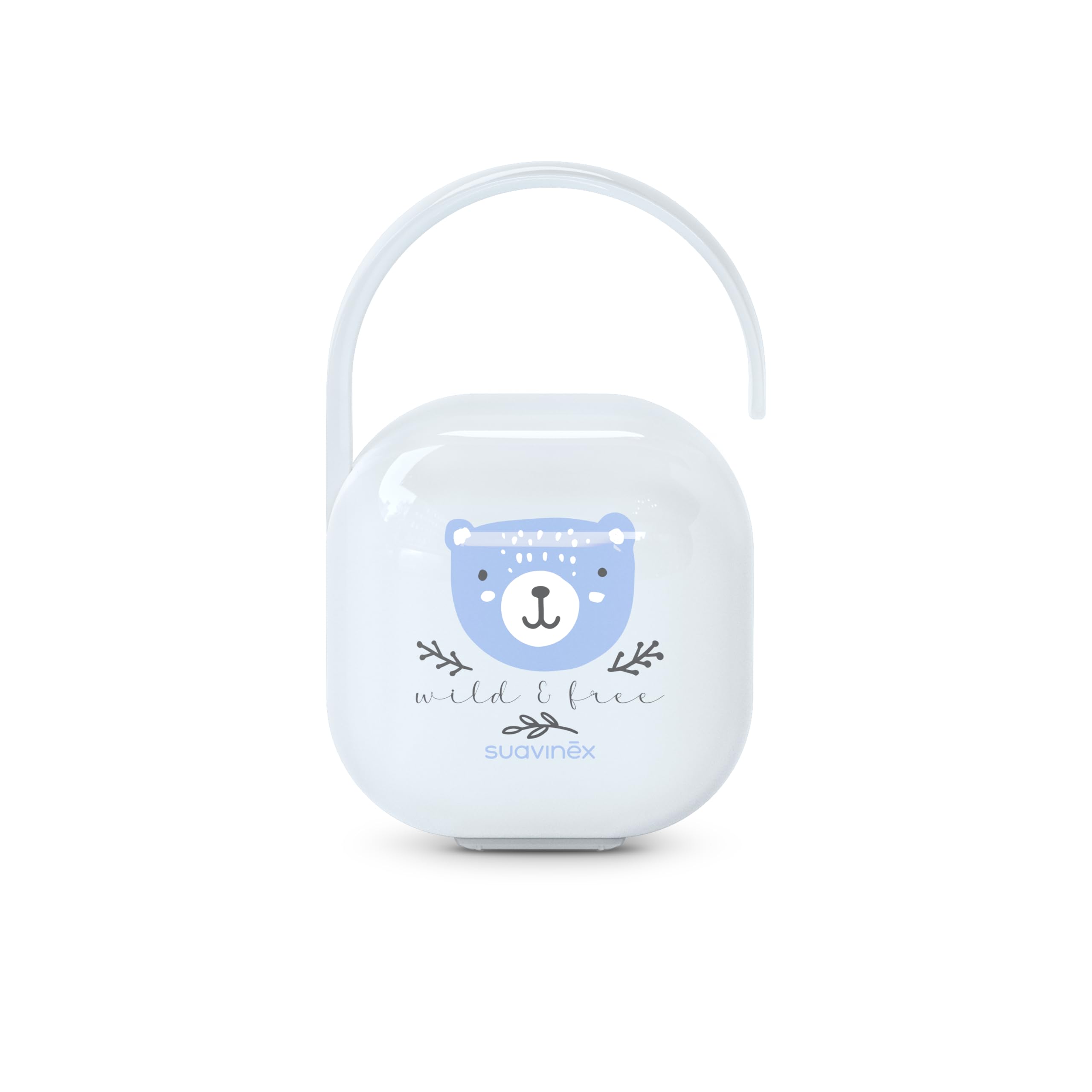 Suavinex Portaciuccio Neonato per 2 Ciucci, Wild&Free Blu, +0 Mesi