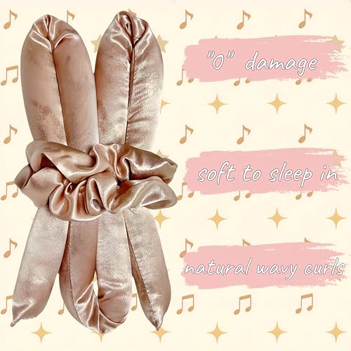 Serenade Sparkling Satin Heatless Curls Overnight, Heatless Hair Clurer Curling Rod Headband, No Heat Curling Rod Hair Roller for Women and Girls to sleep in, Pink