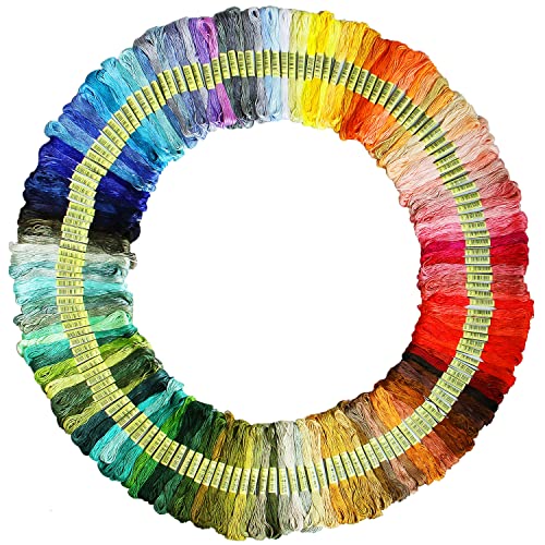 ATDAWN Rainbow Color Embroidery Thread,Cross Stitch Threads, Bracelets Floss, Crafts Floss, 150 Skeins