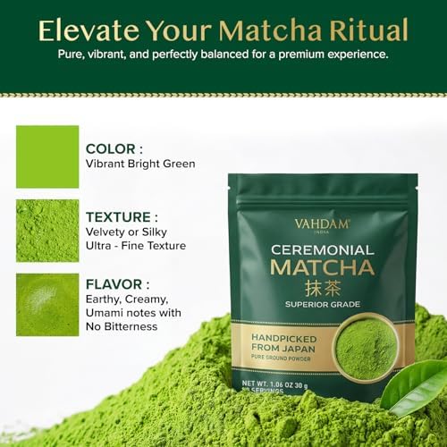 VAHDAM Ceremonial Matcha Green Tea Powder 1.6 oz | Certified Ceremonial Grade Japanese Matcha | Handpicked from Uji, Japan | Smooth & Balanced Taste — view 4