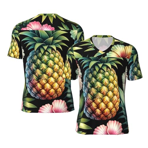 Stylish Athletic Sports Jersey Hawaii-Pineapple-Hibiscus Men's Rugby Jersey Medium