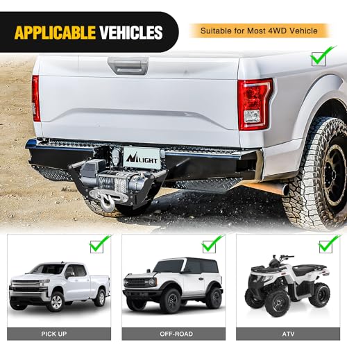 Image of Nilight Winch Cradle Universal Mount Plate 10 x 4 1 /2 inch Winch Bracket Winch Mounting 2 Inch Receiver Hitch 8000-13,000 Lb Capacity Recovery Winches Foldable