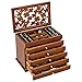 RELAX4LIFE Boîte à Bijoux Rétro en Bois avec avec 5 Tiroirs, Sculpture Florale, Armoire à Bijoux Intérieur en Velours pour Bracelets, Bagues, 30x19x25CM, Blanc/Brun (Brun)