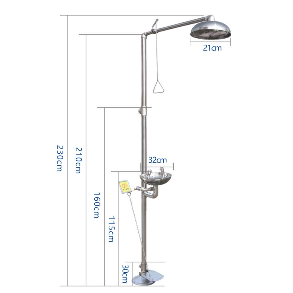Estación lavaojos con Interruptor de Pedal, Estaciones de Ducha lavaojos de Emergencia, solución de Acero Inoxidable SS304, Ducha Facial