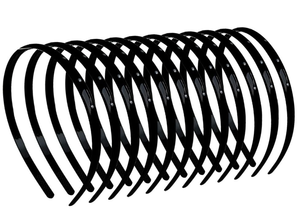 12 Pcs Black Simple Fancy 8 mm Wide Plastic Teeth Comb Shine Hair Bands Hair Accessories For Girls and Women-image-22