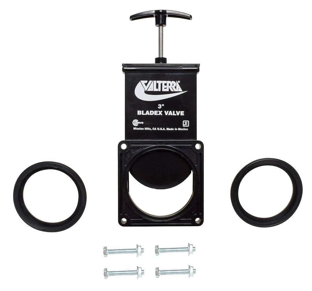 Valterra T1003VP - Válvula de desagüe de 3 pulgadas, color negro Valterra
