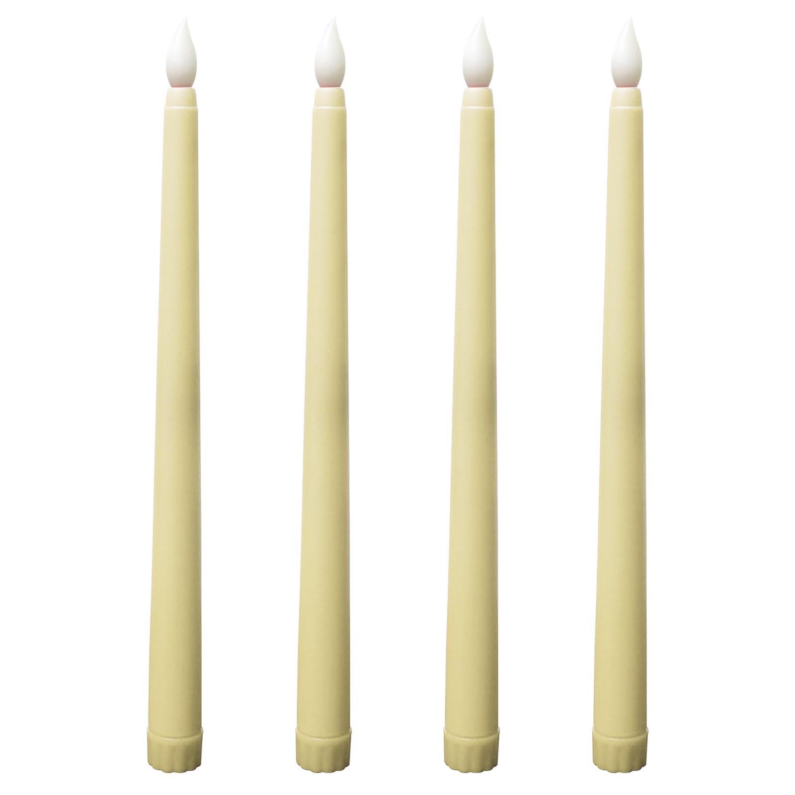 KARELLS Flameless Taper Candle, 4 Piece LED Light Candles, LED Candle Sticks, Floating-Battery-Fake-Taper-Candles for Christmas Home Wedding Decor, Beige