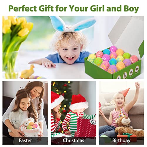 Hotlake Dinosaur Bath Bombs Gift Set,16 Pack Organic Bath Bomb For Kids With Toys Surprise Inside. Natural Dino Egg Bathbombs Kit For Christmas Or Birthday Gift For Girls And Boys #TOP5