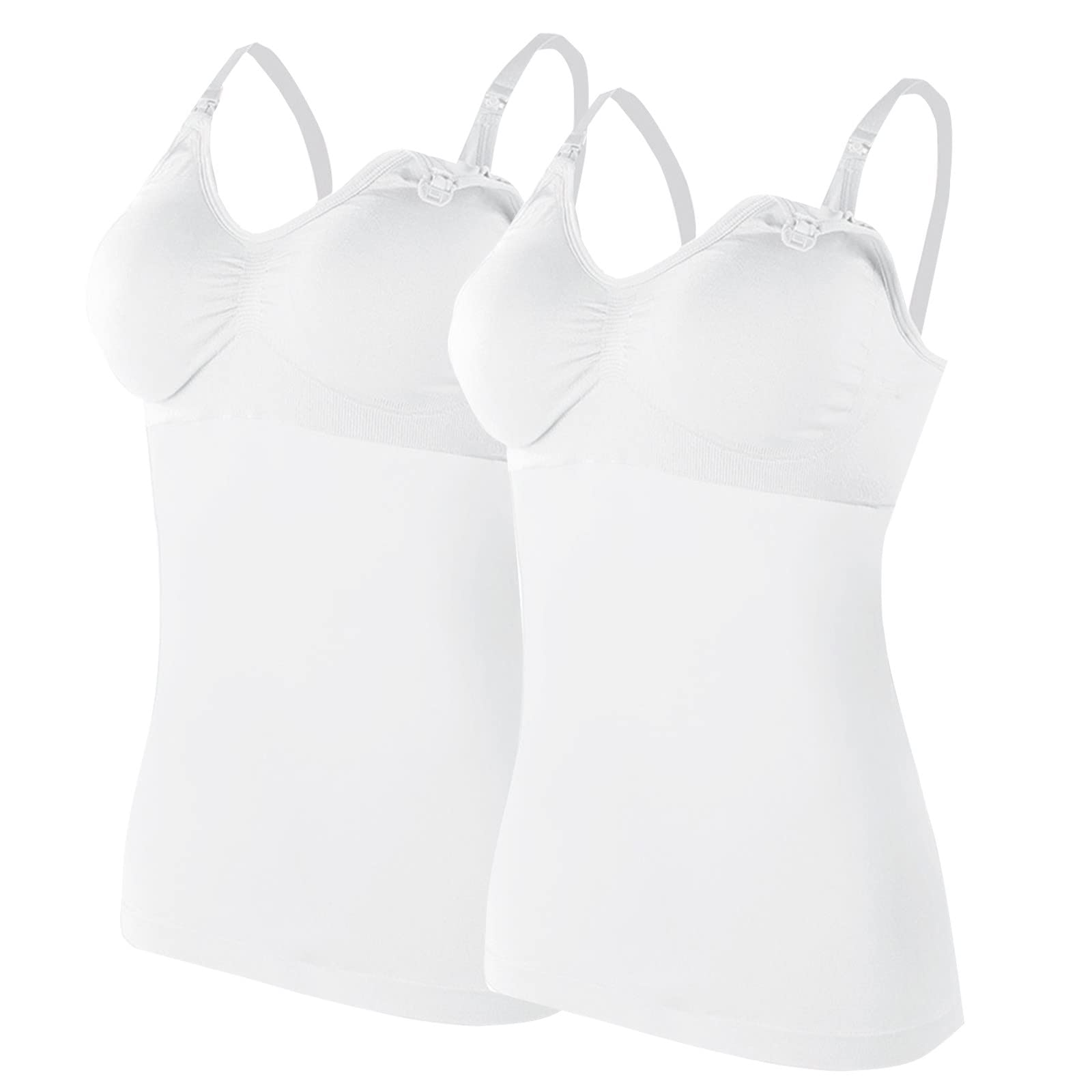 Generisch Camiseta de tirantes para embarazo, con sujetador integrado, camisola de maternidad con 4 almohadillas de lactancia