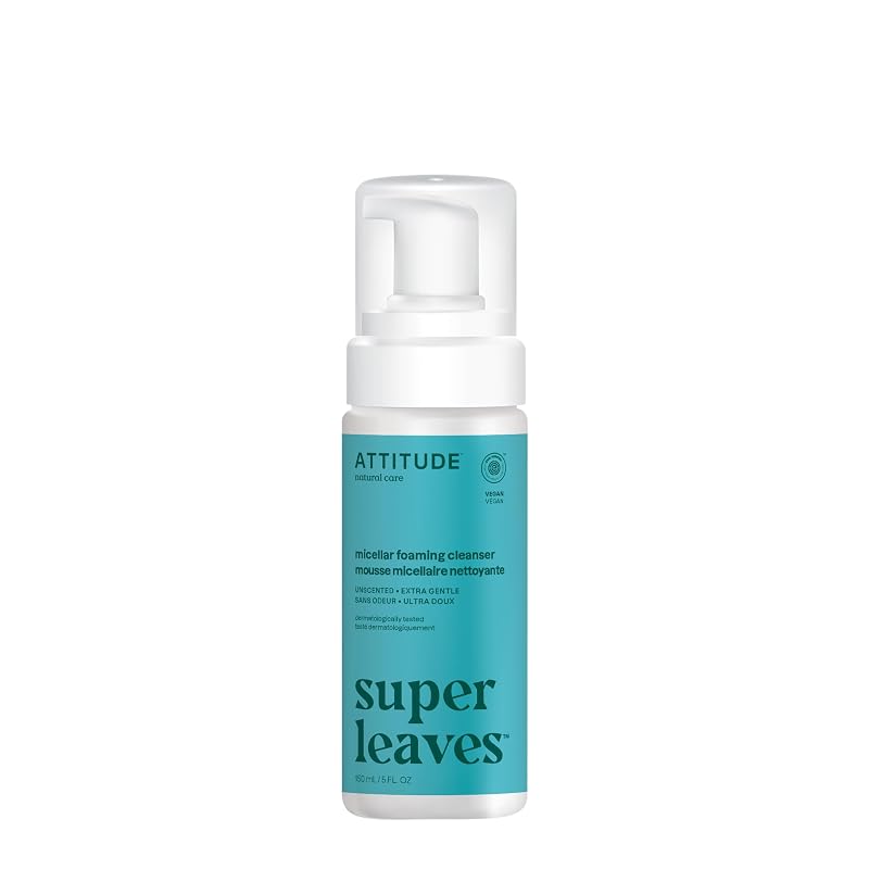 Limpador facial micelar espumante ATTITUDE Bio Spectra sem fragrância, vegano, 150 mL