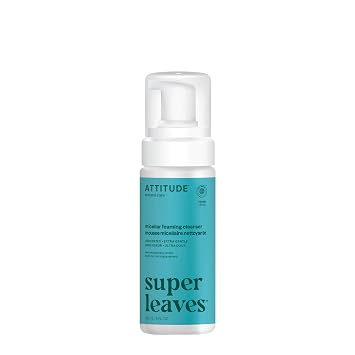 ATTITUDE Micellar Foaming Facial Cleanser, EWG Verified, Dermatologically Tested, Plant and Mineral-Based, Vegan, Unscented, 5 Fl Oz