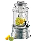 Artland Masonware Beverage Jar 2 Gal W/Chiller & Infuser, Galvanized Stand