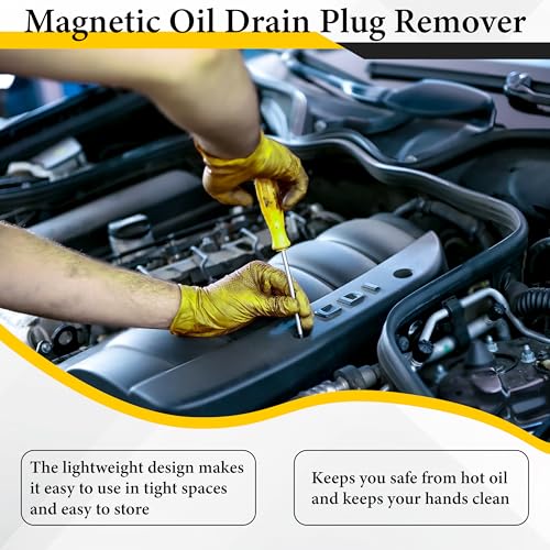 ecocstm Strong Magnetic Oil Drain Plug Remover Tool, Oil Drain Plug Remover Instrument, Anti Scald Sump Plug Removal Tool, Universal Flexible Oil Plug Removal Tool (14 Inch) - Thumbnail 5