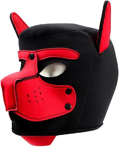 Miniatura 2 de Bozal de neopreno para cachorro, mascarilla extraíble de cara completa para cachorros (G-rojo)