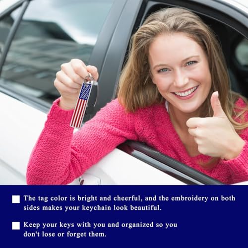 Image of 2 PCS American Flag Key Chain, Flag Key Chain Tag with Key Ring, Embroidered Keys Chain for Car & Motorcycle (1 PCS)
