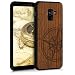 Produktbild kwmobile Holz Schutzhülle für Samsung Galaxy A8 (2018) - Hardcase Hülle mit TPU Bumper Walnussholz in Kompass Vintage Design Dunkelbraun - Handy Case Cover