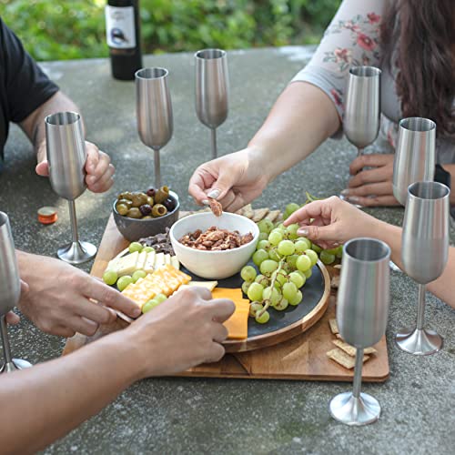 Stainless Steel Unbreakable 8 Oz Stemmed Champagne Glasses (Set Of 8) Premium Quality-Reusable Indoor & Outdoor Drinkware - Keeps Drink Cool Longer- Unique Party Gift Idea For Entertaining & Holidays #TOP6