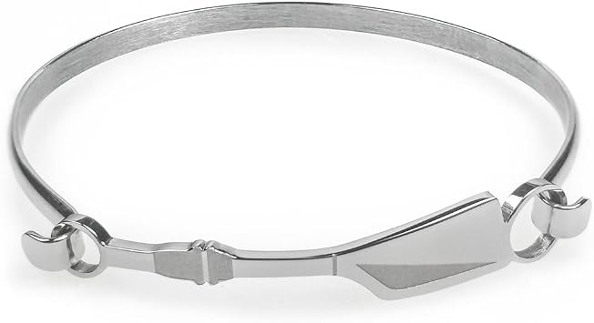 ChalkTalkSPORTS Rowing Oar Bracelet - Stainless Steel - Hypoallergenic | Hook & Eye Design, 7" Fits wrist 5 1/2" - 6 1/2", Polish Finish, Gift for Crew Team