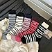 chanstore 5 Pairs - Autumn and Winter Black and White Striped Spliced Socks, Japanese Wool Embroidery mid-Tube Pile Socks - Black - One Size fits All