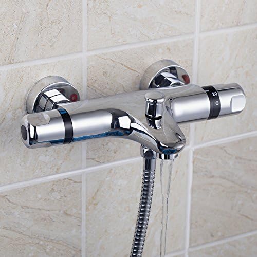 Thermostatic Bath Shower Mixer Tap Deck Pillar Chrome Taps Set 5 Yr Guarantee H51sr0
