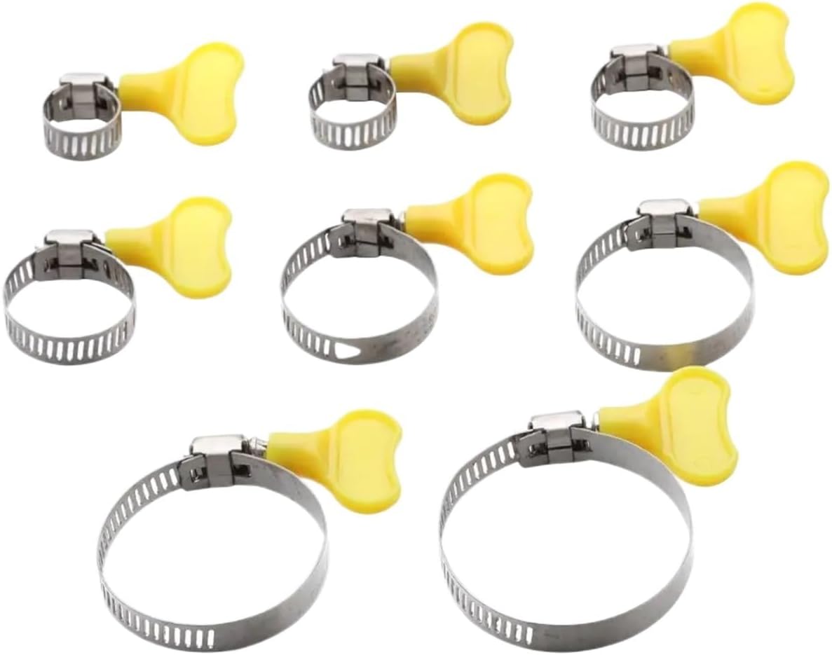 50Pcs Stainless Steel Handle Hose Clamp Circular Air Water Pipe Fuel Clips Of Fasteners Clamps Sealing(13-19mm-Type1)