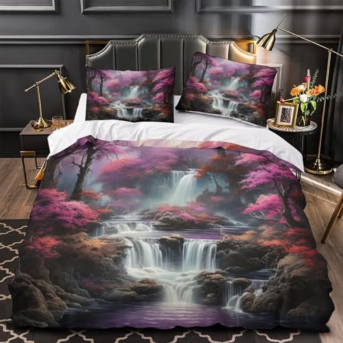 Parure de lit microfibre 260x220 cm avec housse de couette 3D rose et violette - 4