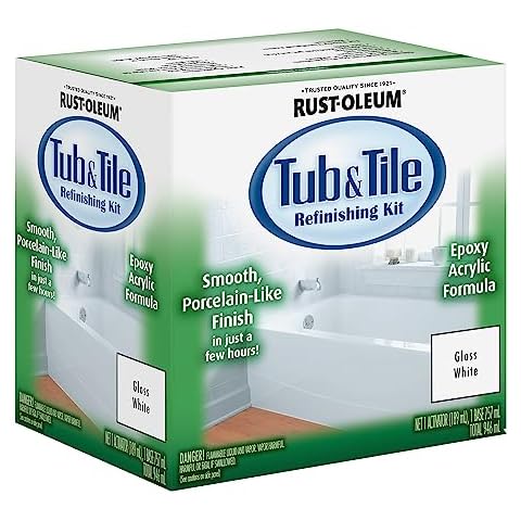 Rust-Oleum 384165 Tub And Tile Refinishing 2-Part Kit, Gloss White,White Cover
