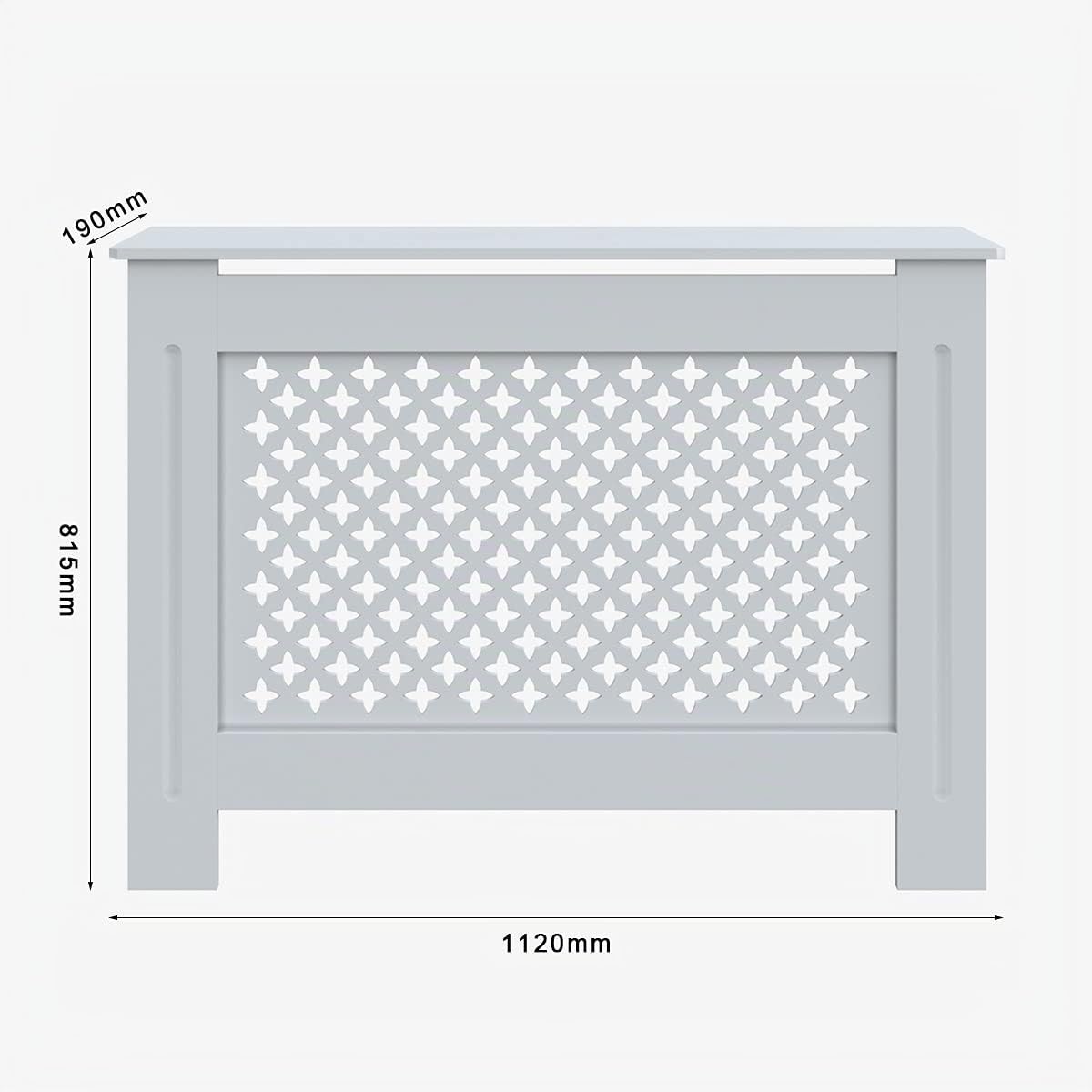 ELEGANT Heizkörperverkleidung, 112x19x81.5cm, Raute Lamell Lackiert, Weiß | Heizkörperabdeckung, Heizkörperschutz, Schrank Heizkörper Abdeckung für Wohnzimmer, Schlafzimmer, Küche, Modern, Holz