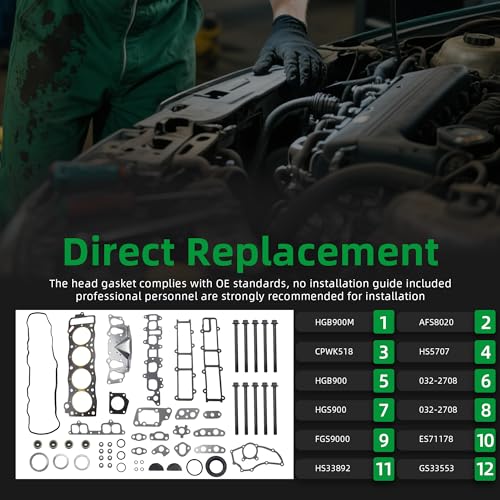 Image of Head Gasket with Bolts Set, for Toyota 4Runner 2.4 /3.0L 1985-1995