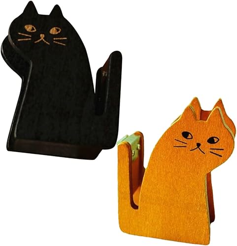 Ciieeo 2 unids Cat Tape Holder Cinta de embalaje Rodillo de cinta de gato Cortador de cinta de rodillo Cinta de sellado de clima Lindo dispensador